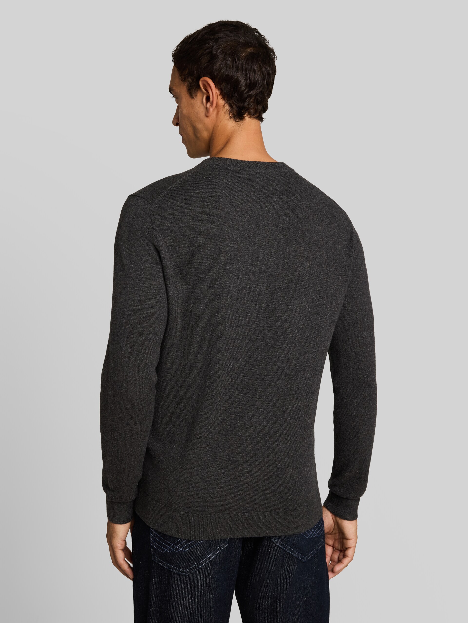 Strickpullover mit Kaschmir-Anteil - Black Grey Melange