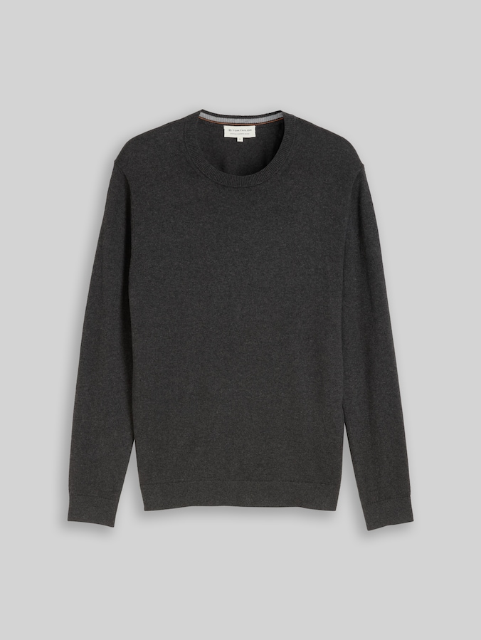 Pull en maille avec une touche de cachemire par Men, Black Grey Melange