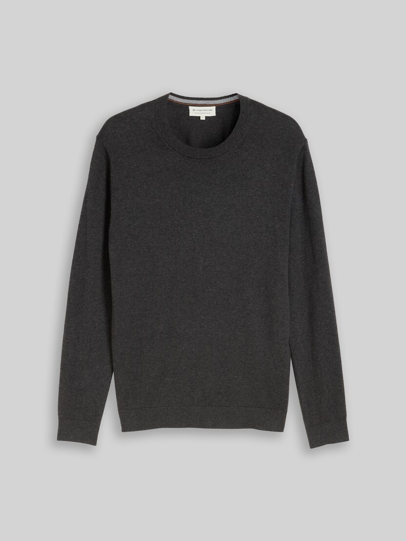 Knitted jumper with cashmere blend by Men, Black Grey Melange
