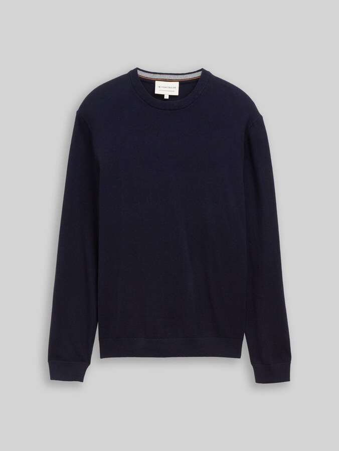 Strickpullover mit Kaschmir-Anteil von Men, Knitted Navy Melange