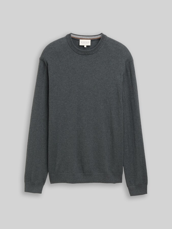 Strickpullover mit Kaschmir-Anteil von Men, darkest olive melange