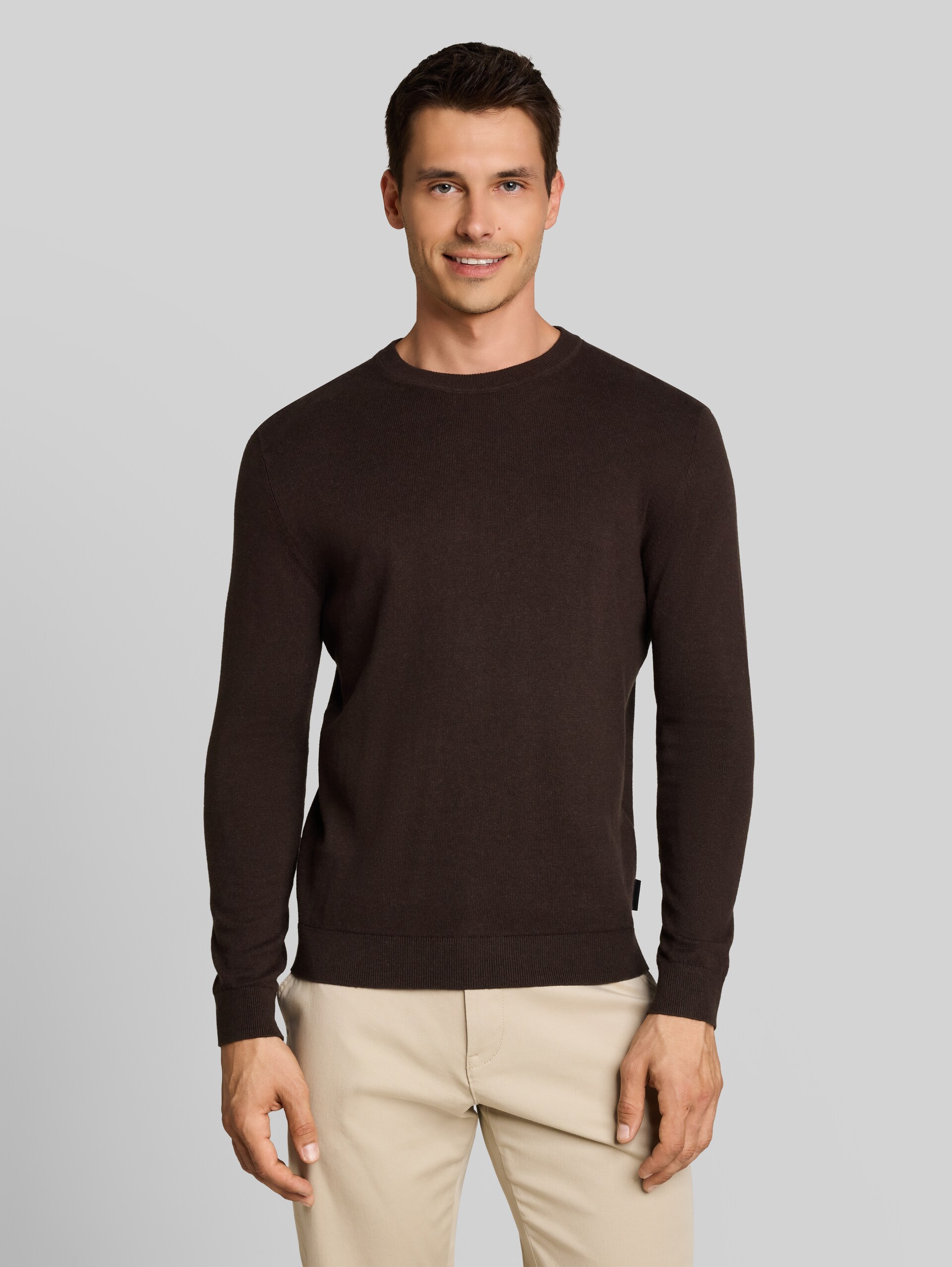 Pull en tricot avec cachemire - dark chocolate brown melange - Découpe Vue de face du modèle