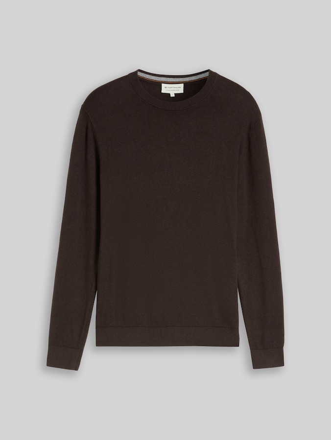 Gebreide trui met kasjmiermix door Men, dark chocolate brown melange