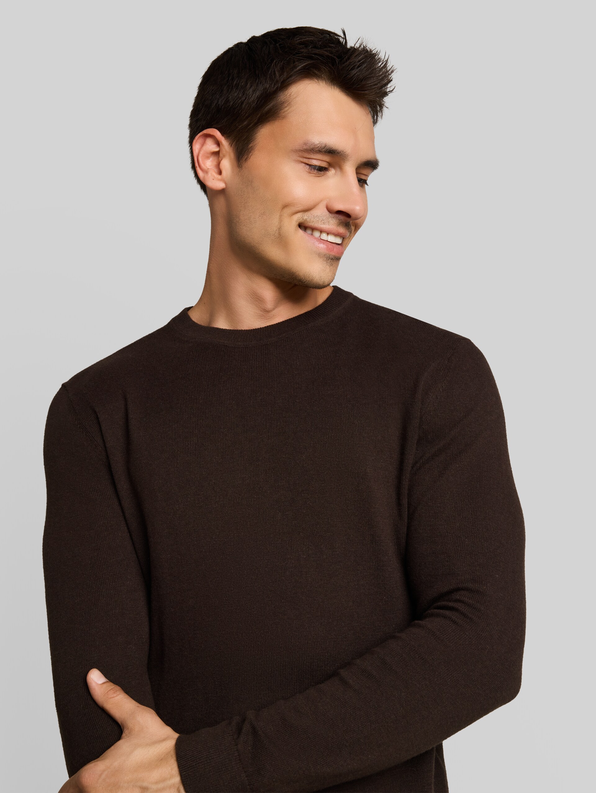 Pull en tricot avec cachemire - dark chocolate brown melange - Vue détaillée du modèle