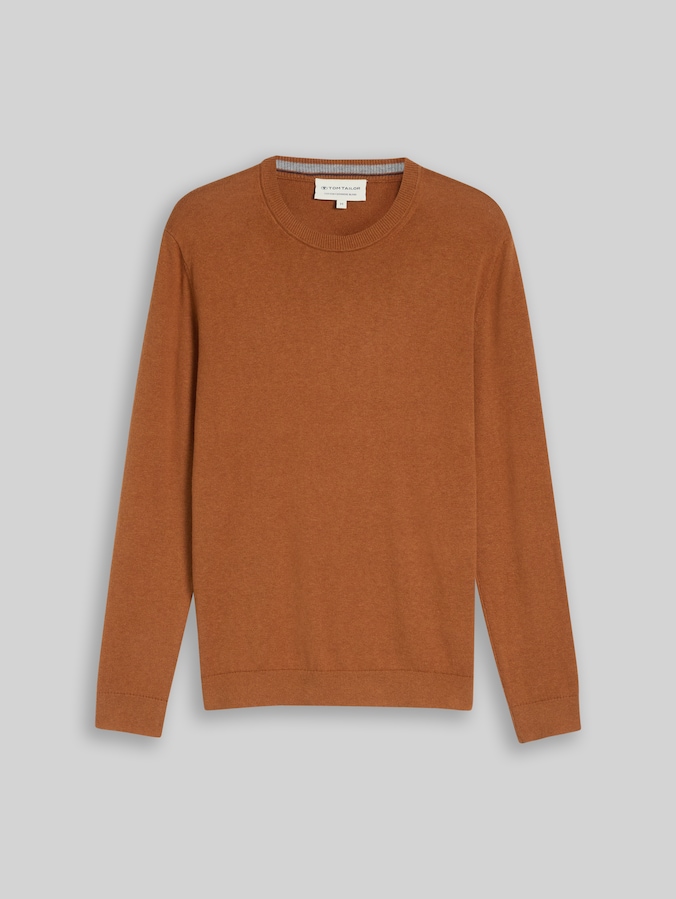 Knitted jumper with cashmere blend by Men, camel brown melange