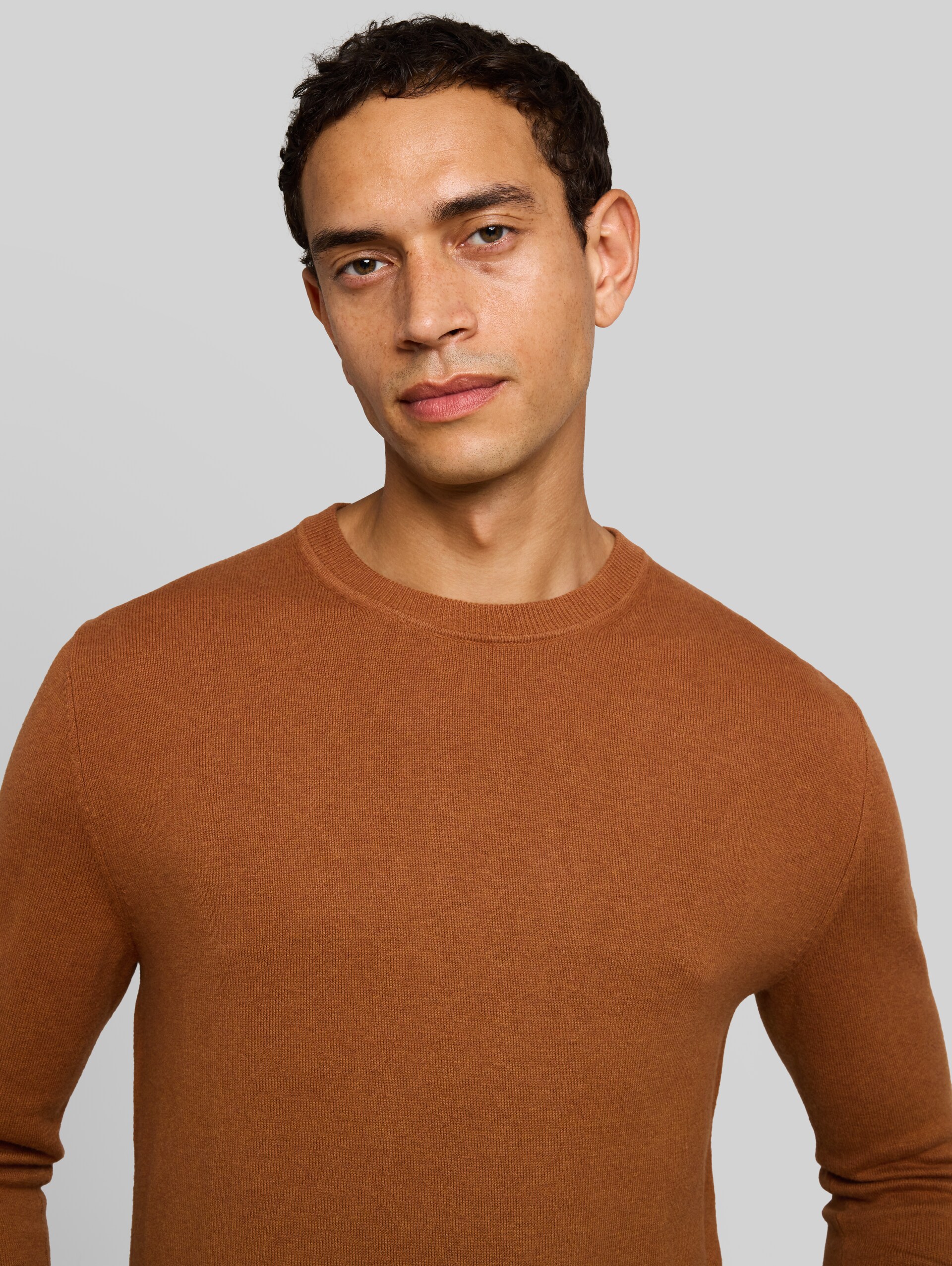 Pull en tricot avec cachemire - camel brown melange - Vue détaillée du modèle