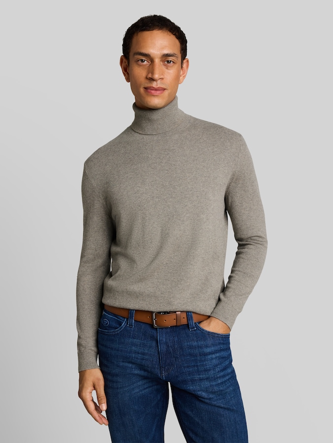 Pull à col roulé avec une touche de cachemire par Men, Driftwood Taupe Melangé