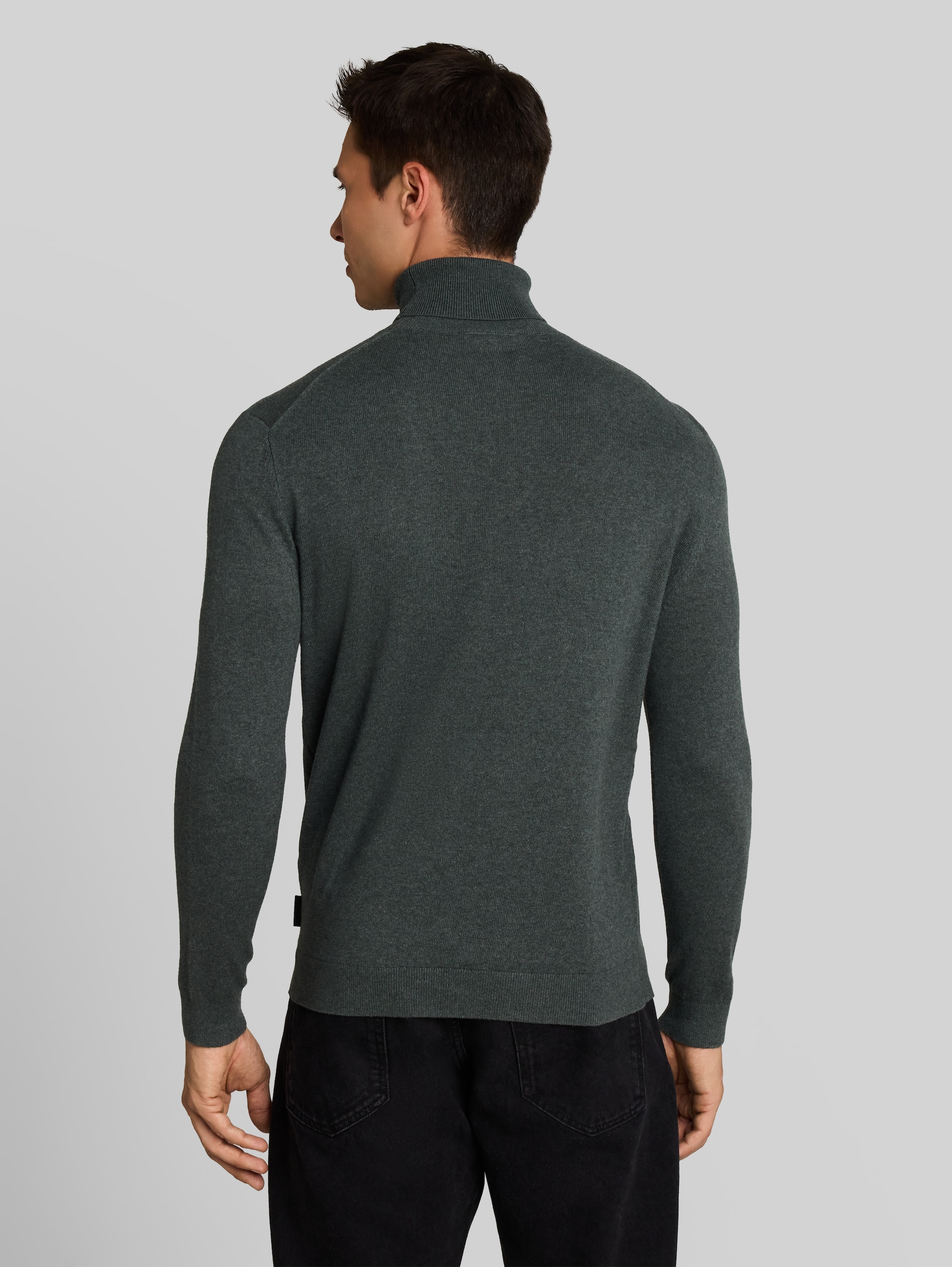 Rollkragenpullover mit Kaschmir-Anteil - darkest olive melange