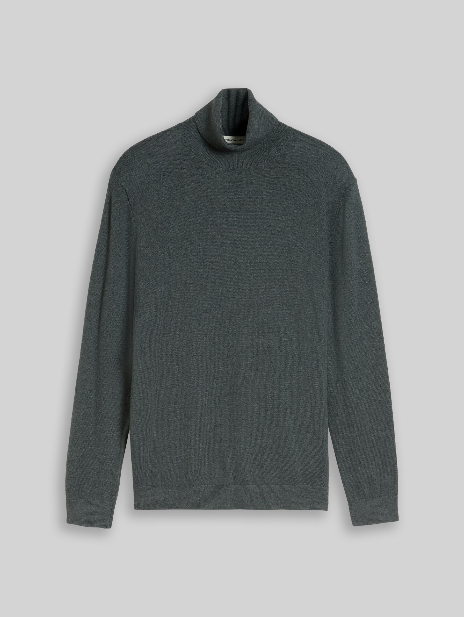 Rollkragenpullover mit Kaschmir-Anteil - darkest olive melange