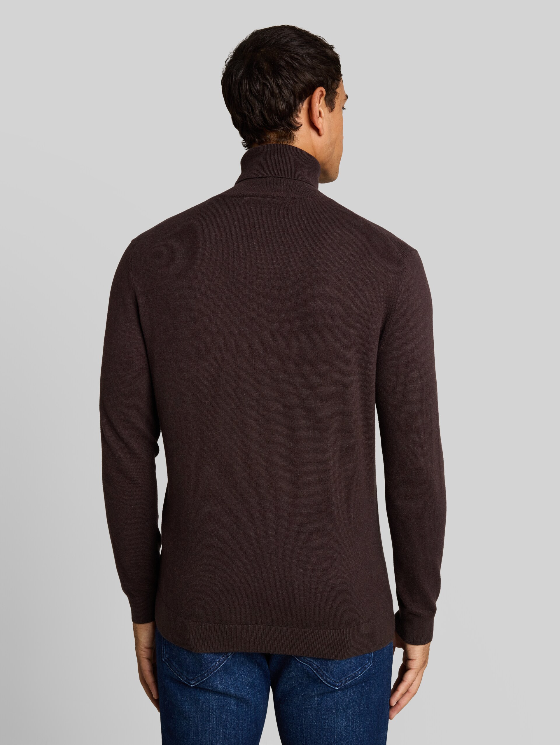 Rollkragenpullover mit Kaschmir-Anteil - dark chocolate brown melange