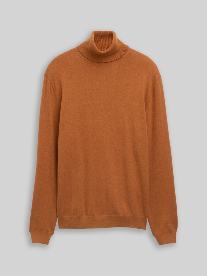 Pull à col roulé avec une touche de cachemire par Men, camel brown melange