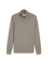 Ausgewählt, Troyer Strickpullover mit Kaschmir-Anteil von Tom Tailor, braun