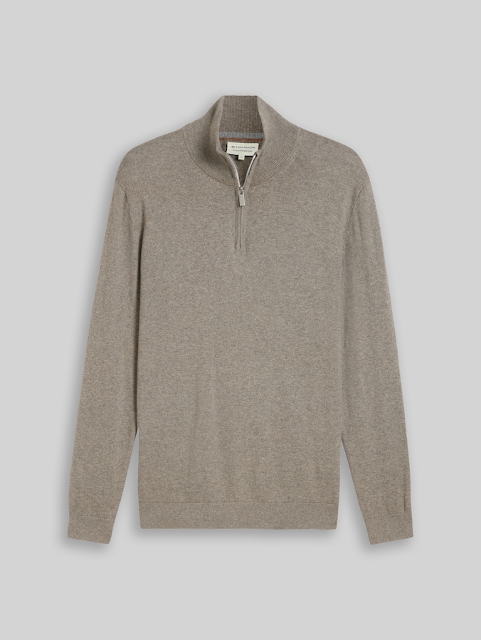 Troyer-trui met kasjmier door Men, Driftwood Taupe Melangé