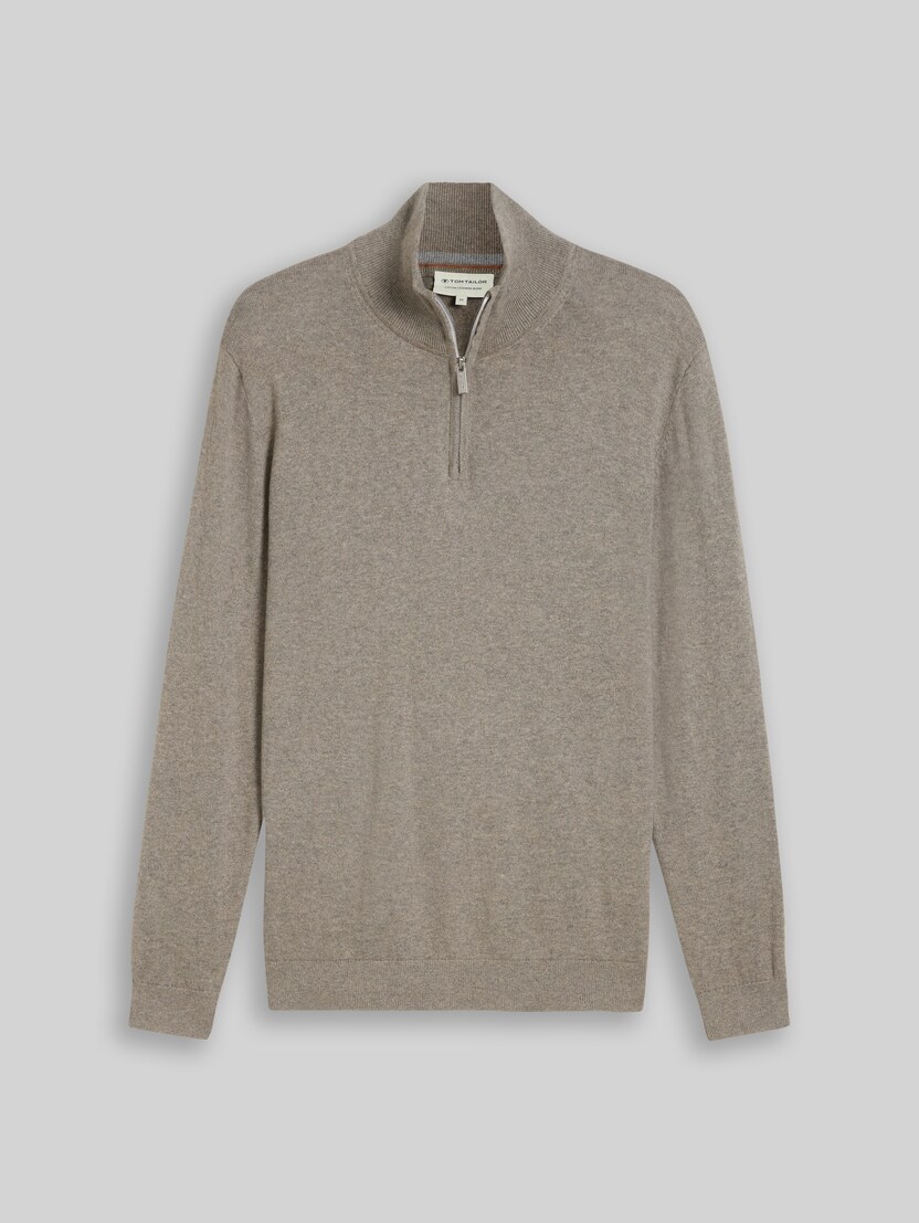 Troyer-trui met kasjmier door Men, Driftwood Taupe Melangé