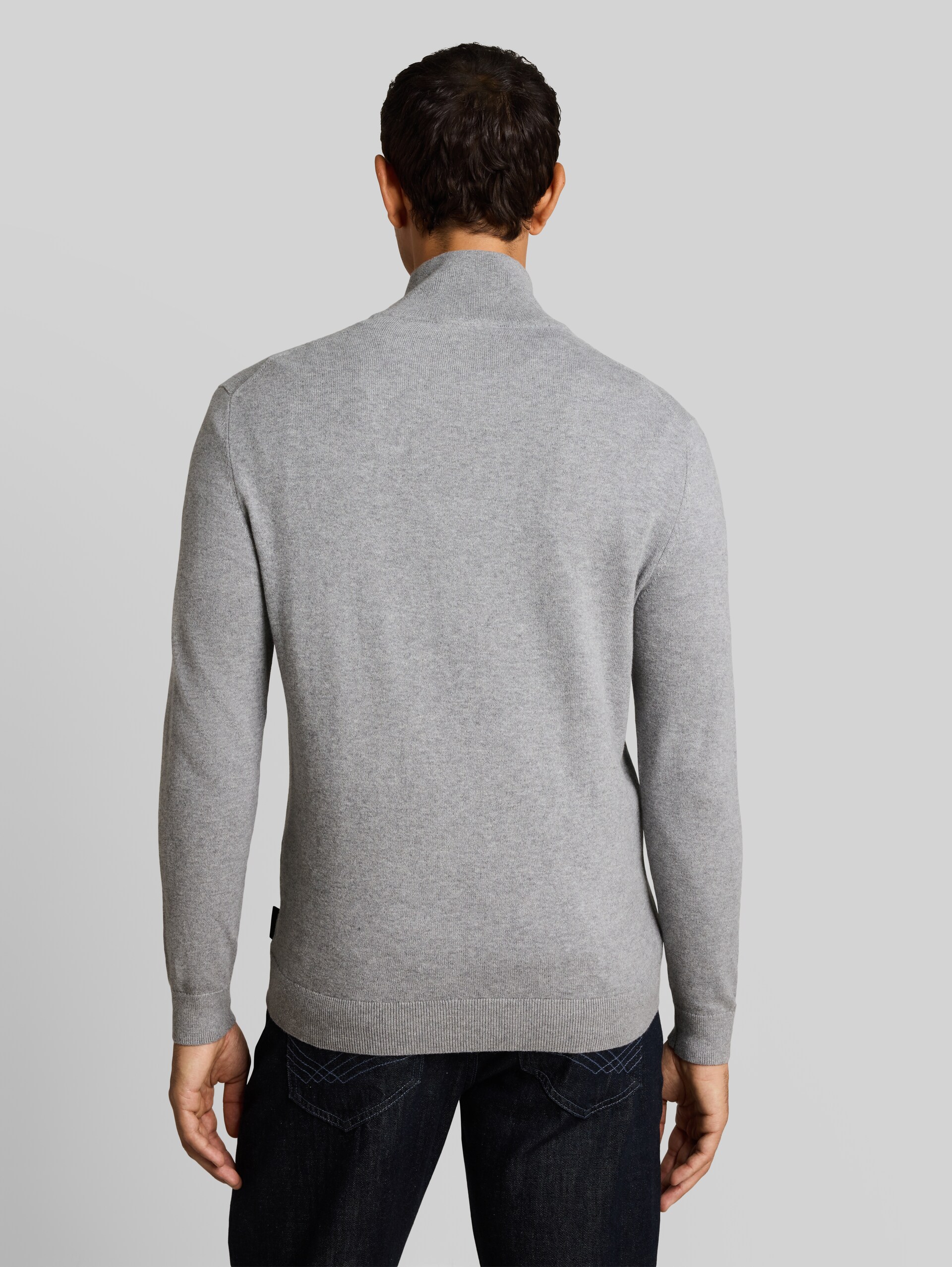 Troyer Strickpullover mit Kaschmir-Anteil - Knit Grey Melange