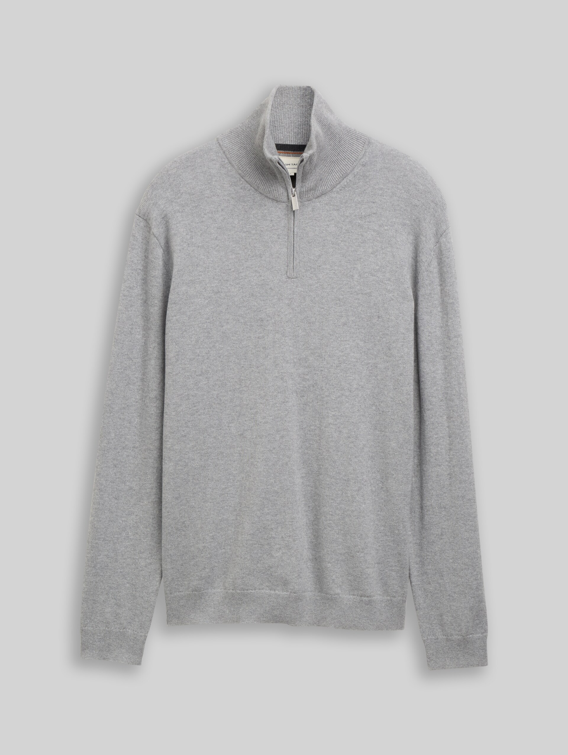 Troyer Strickpullover mit Kaschmir-Anteil - Knit Grey Melange