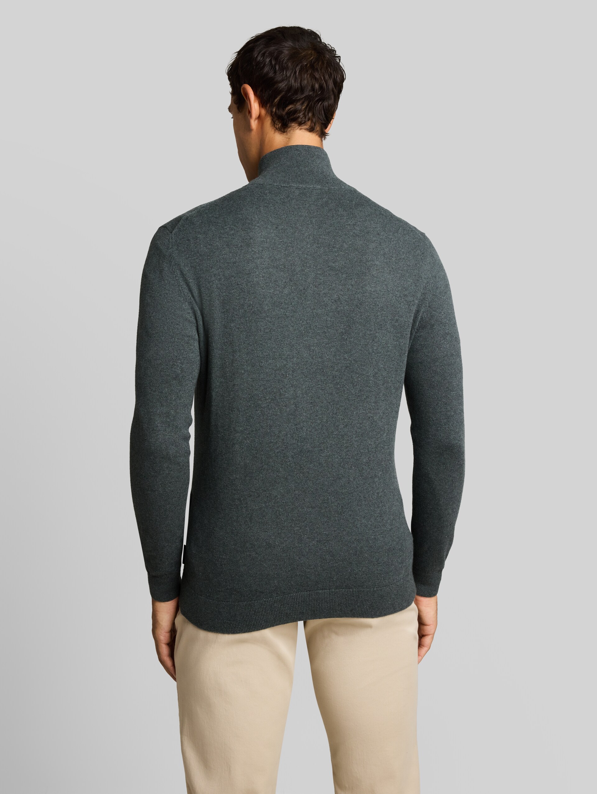 Troyer Strickpullover mit Kaschmir-Anteil - darkest olive melange