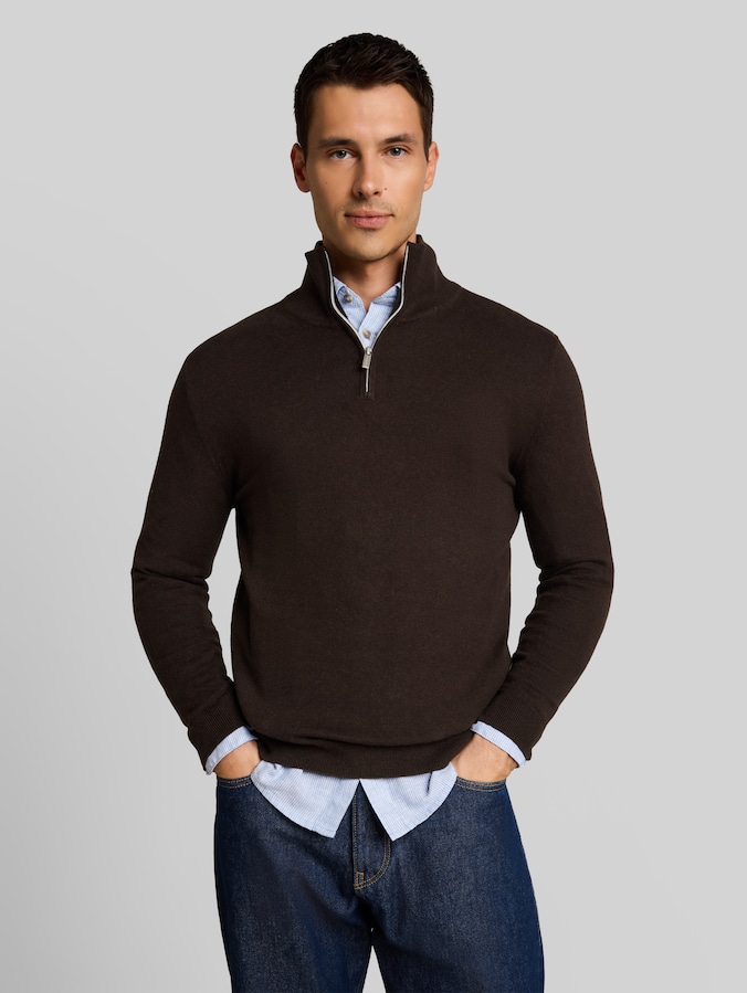 Troyer-trui met kasjmier door Men, dark chocolate brown melange