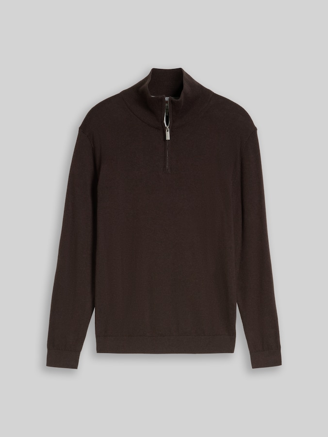 Pull-over à col roulé avec une touche de cachemire par Men, dark chocolate brown melange