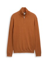 Nicht ausgewählt, Troyer Strickpullover mit Kaschmir-Anteil von Tom Tailor, braun