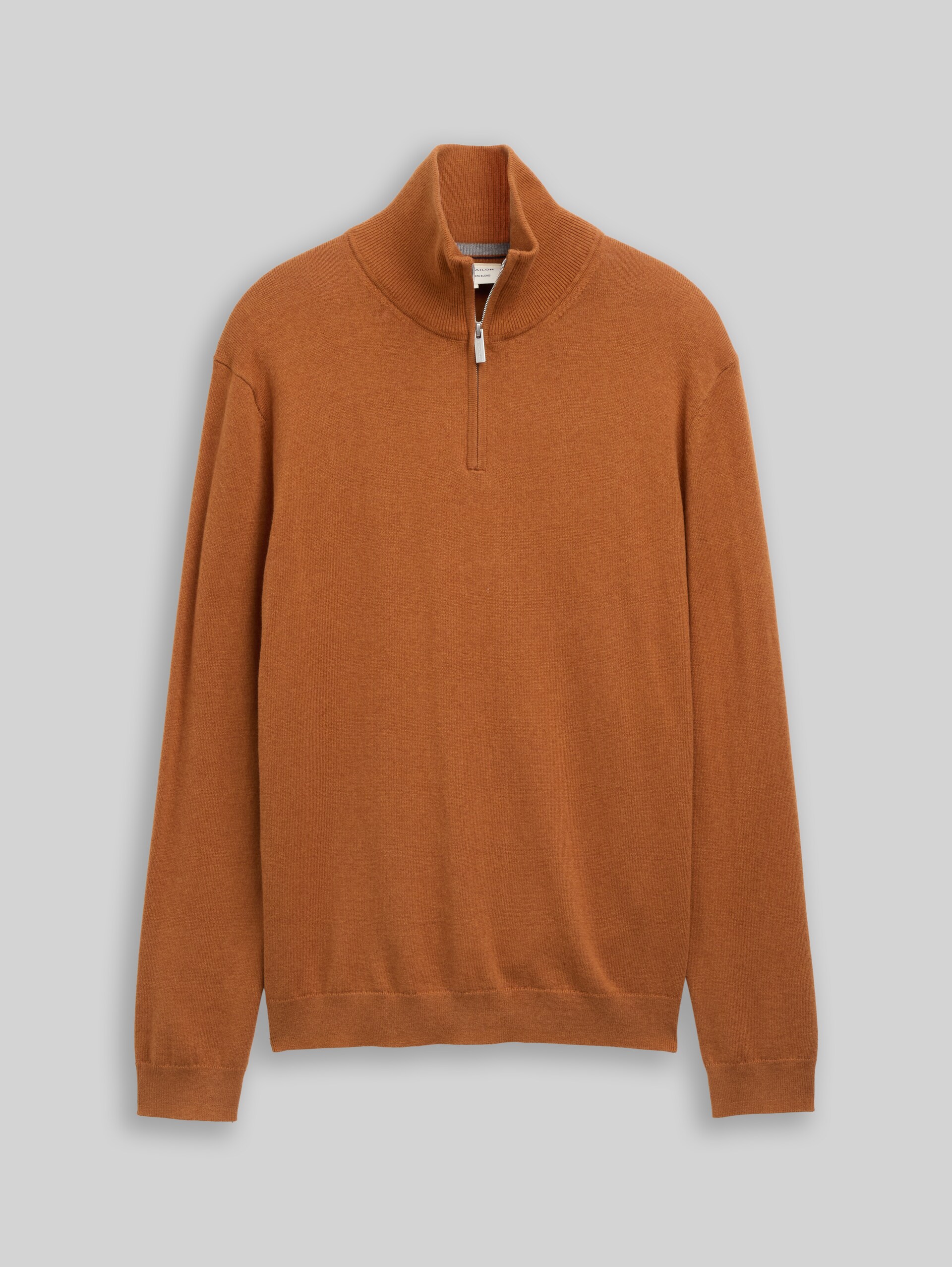 Troyer Strickpullover mit Kaschmir-Anteil - camel brown melange