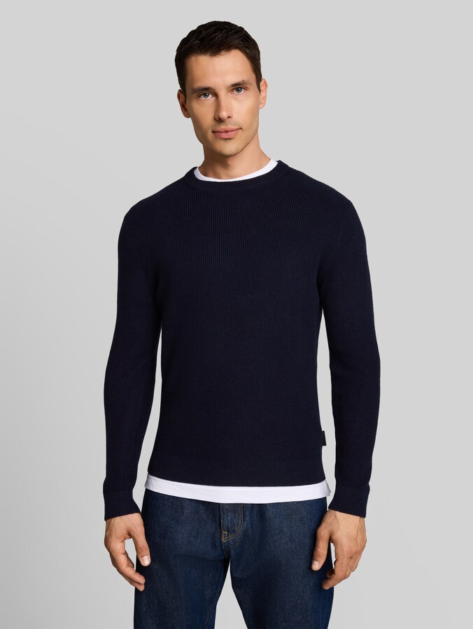 Knitted jumper with cashmere blend by Men, Knitted Navy Melange