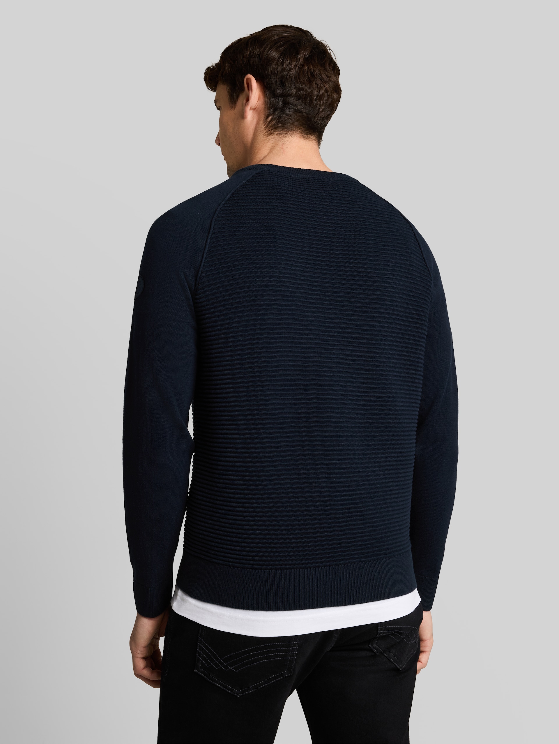 Strickpullover mit Ottoman Struktur - sky captain blue
