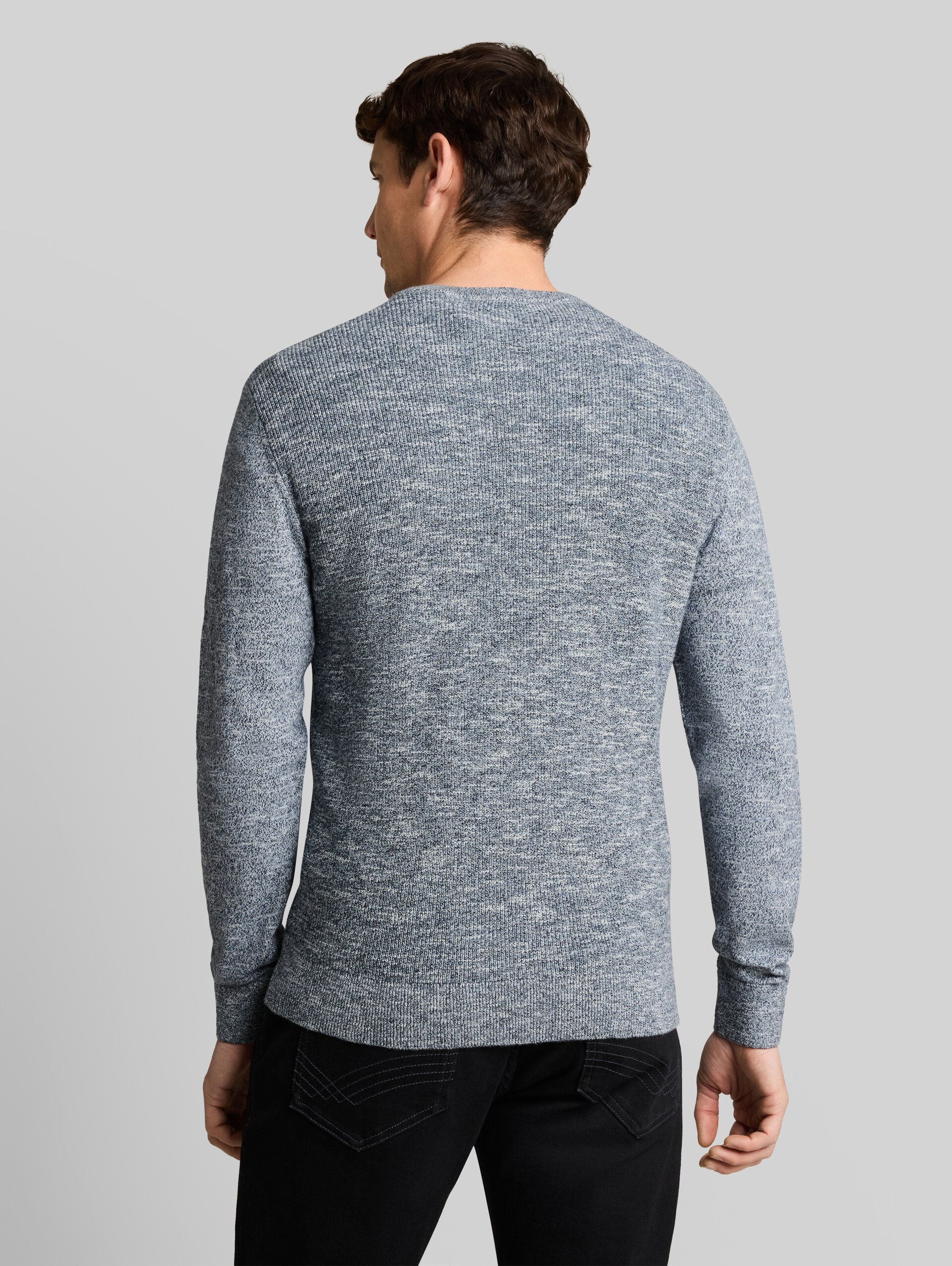 Gebreide trui met gemêleerde look - navy multicolor mouline
