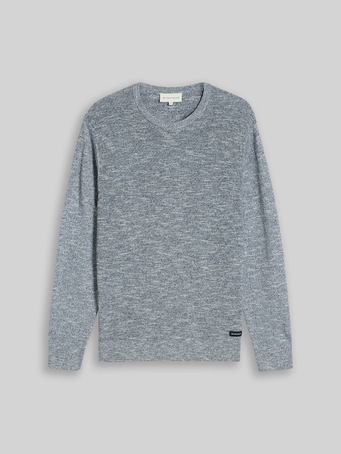 Strickpullover in Melange-Optik von Men, navy multicolor mouline