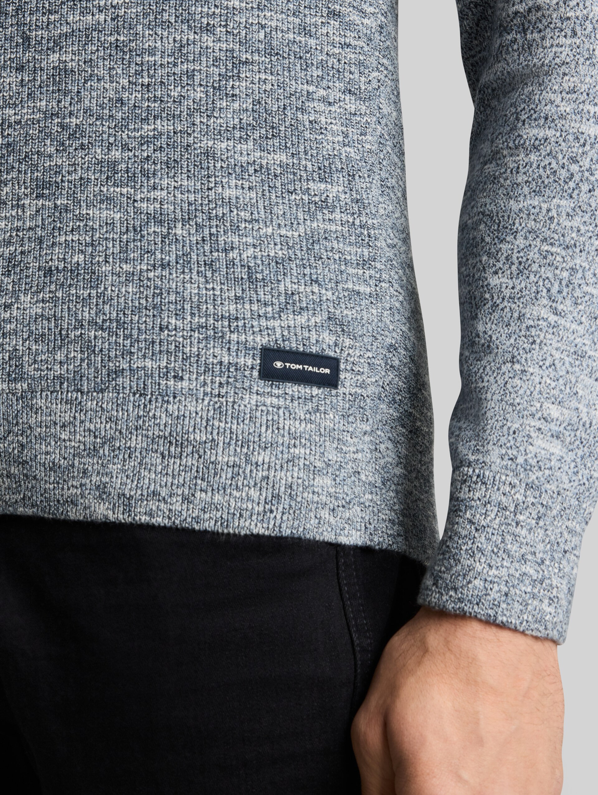Gebreide trui met gemêleerde look - navy multicolor mouline - Detailaanzicht model