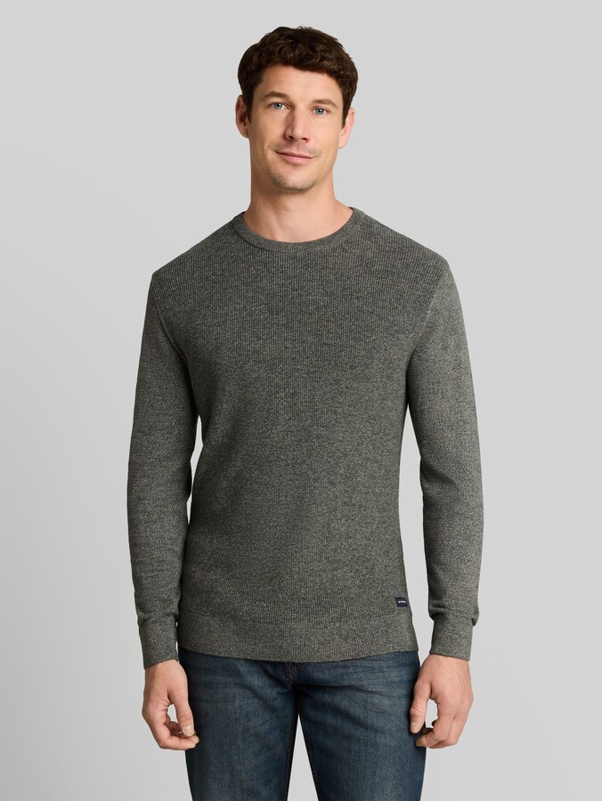 Strickpullover in Melange-Optik von Men, darkest olive tonal mouline