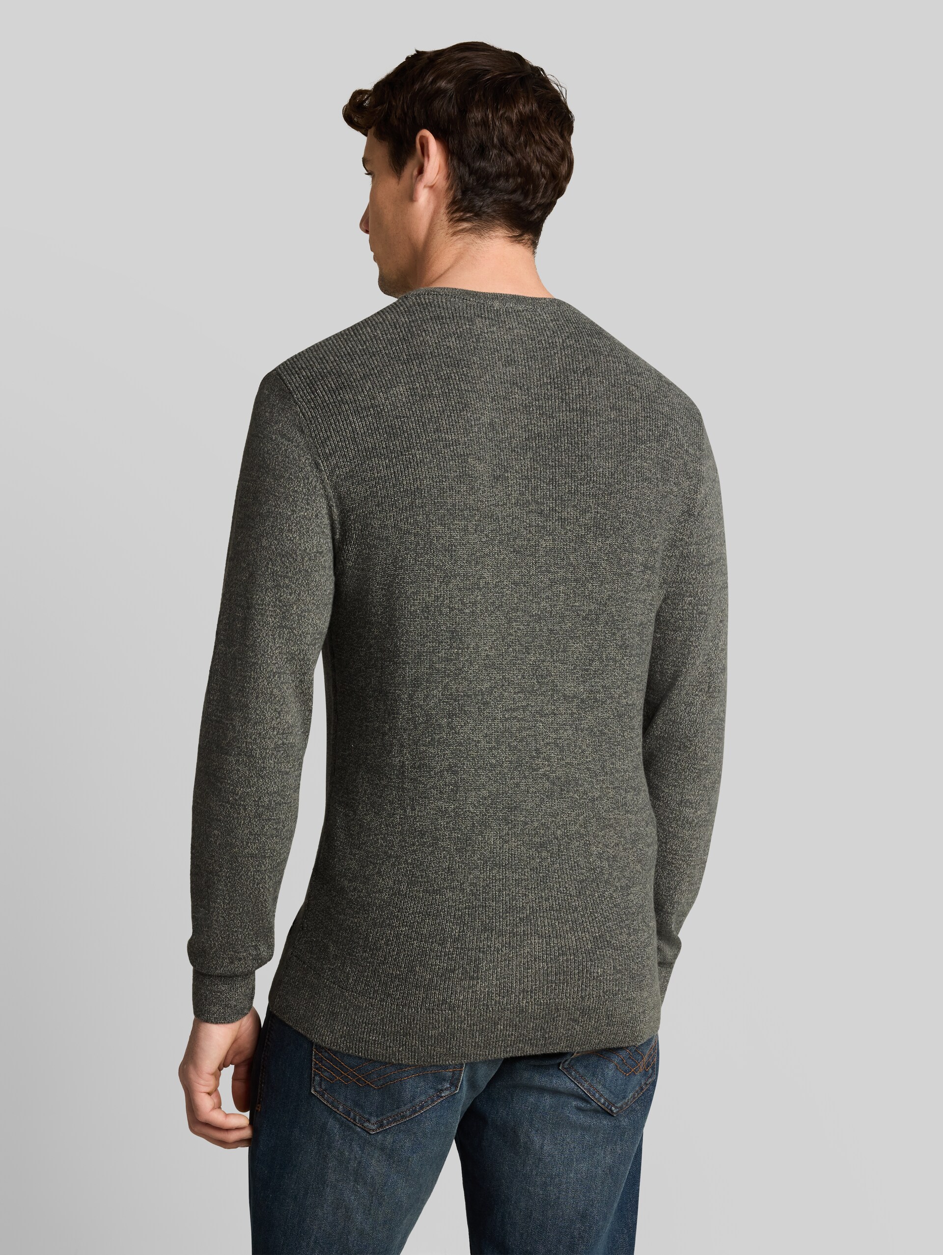 Gebreide trui met gemêleerde look - darkest olive tonal mouline