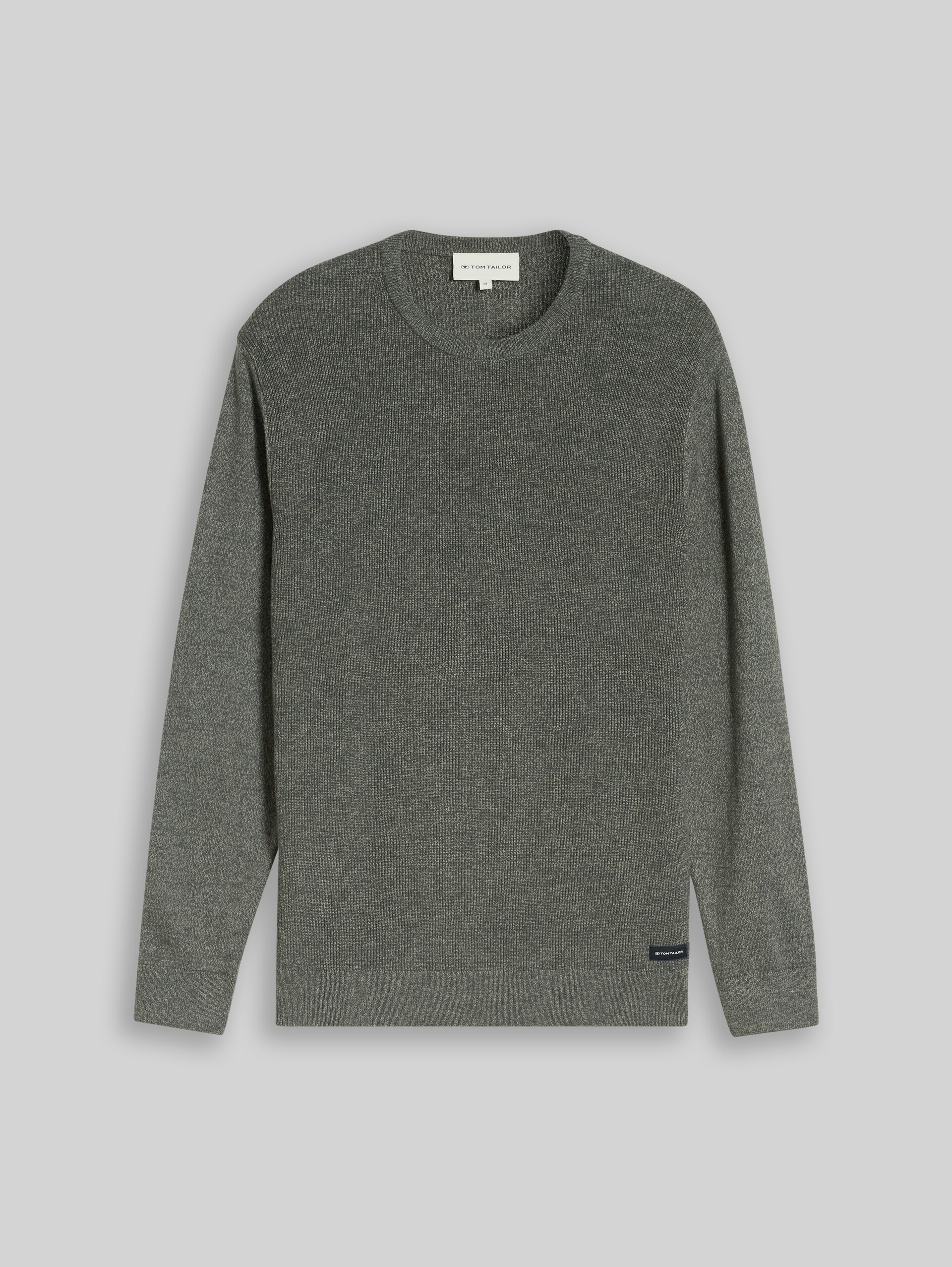 Gebreide trui met gemêleerde look - darkest olive tonal mouline