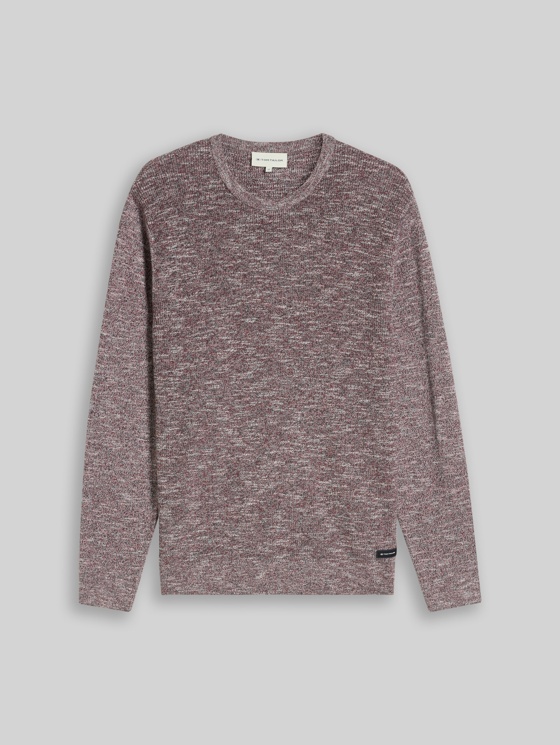 Gebreide trui met gemêleerde look - olive red white mouline