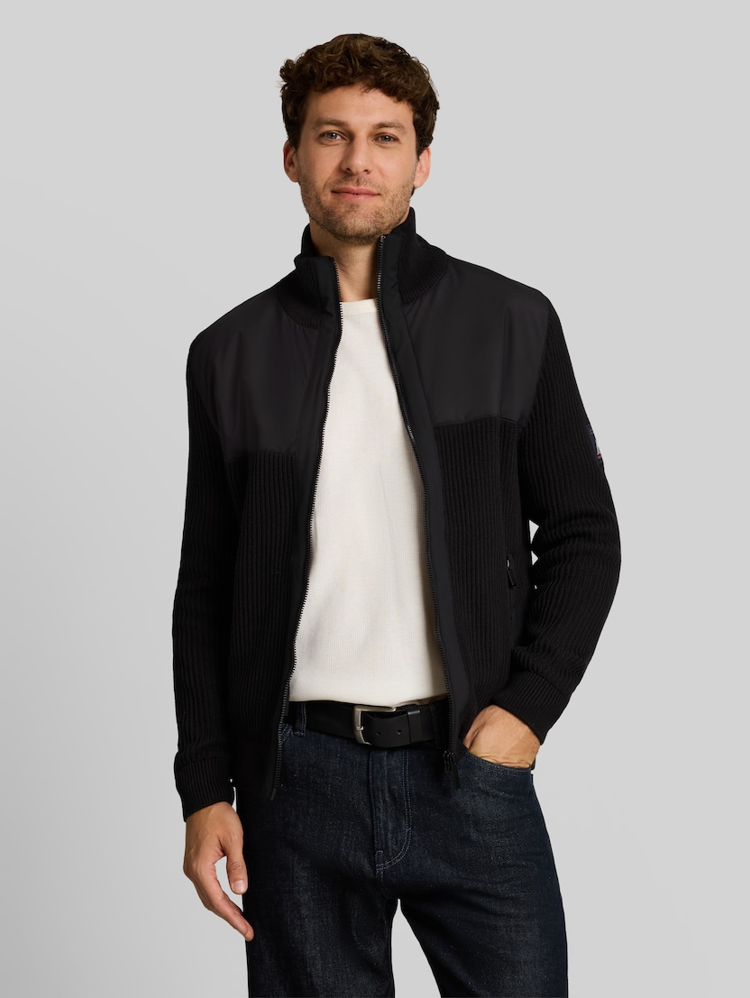 Gebreid vest van gemengde materialen door Men, Black