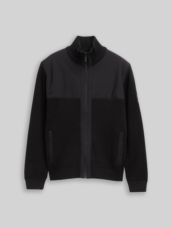 Cardigan en mélange de matières par Men, Black