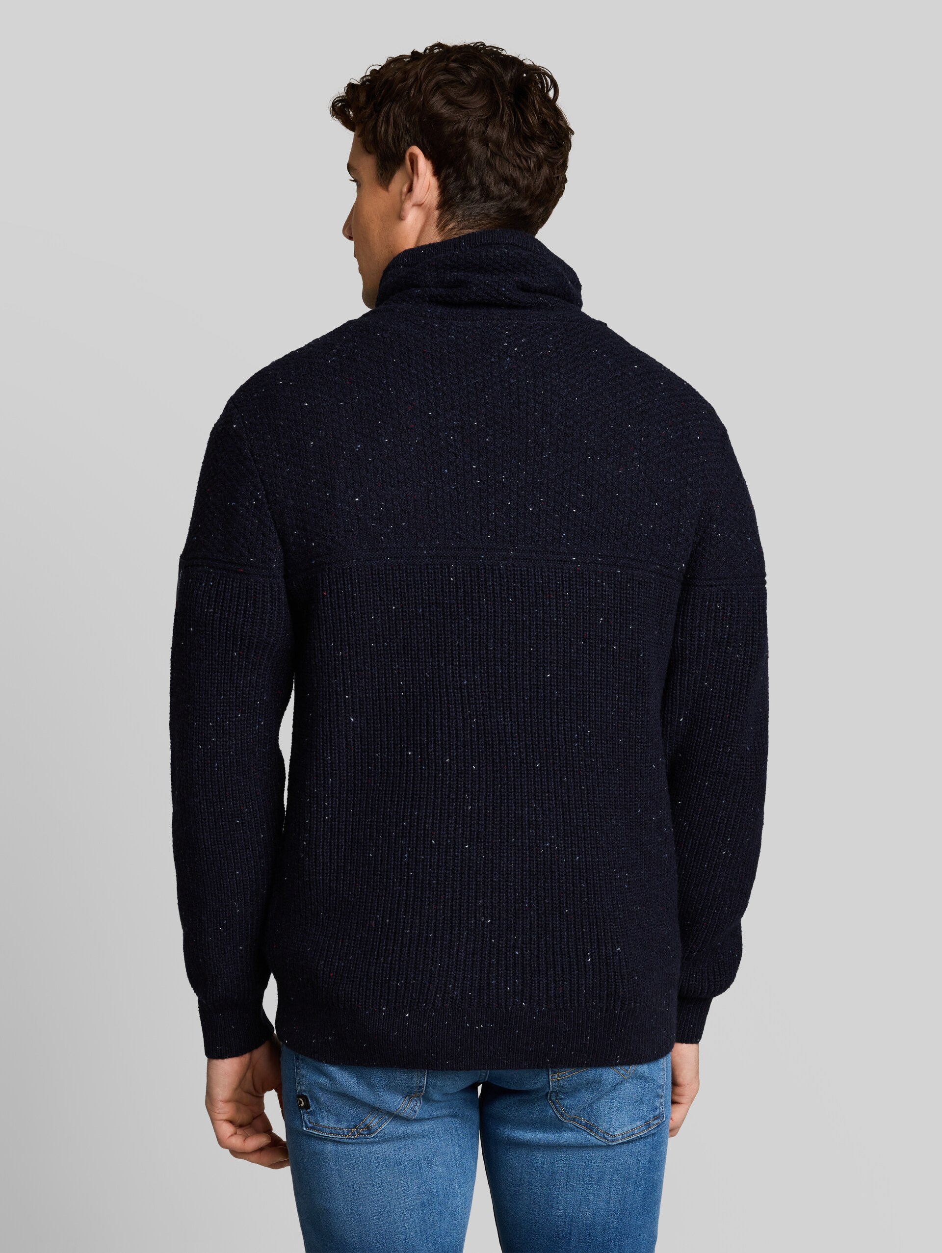 Snood Strickpullover mit Struktur-Mix - navy melange multi neps