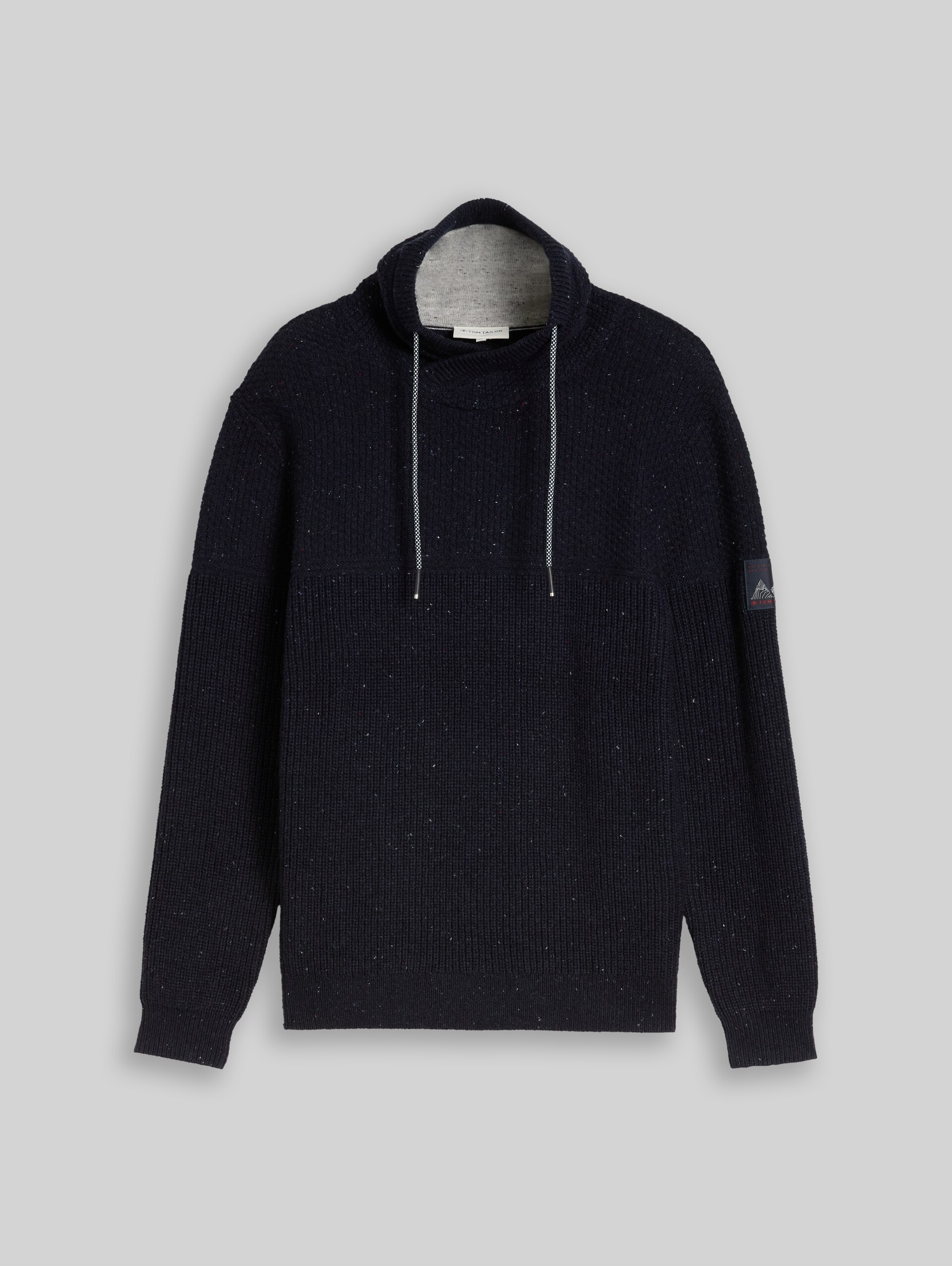 Snood Strickpullover mit Struktur-Mix - navy melange multi neps
