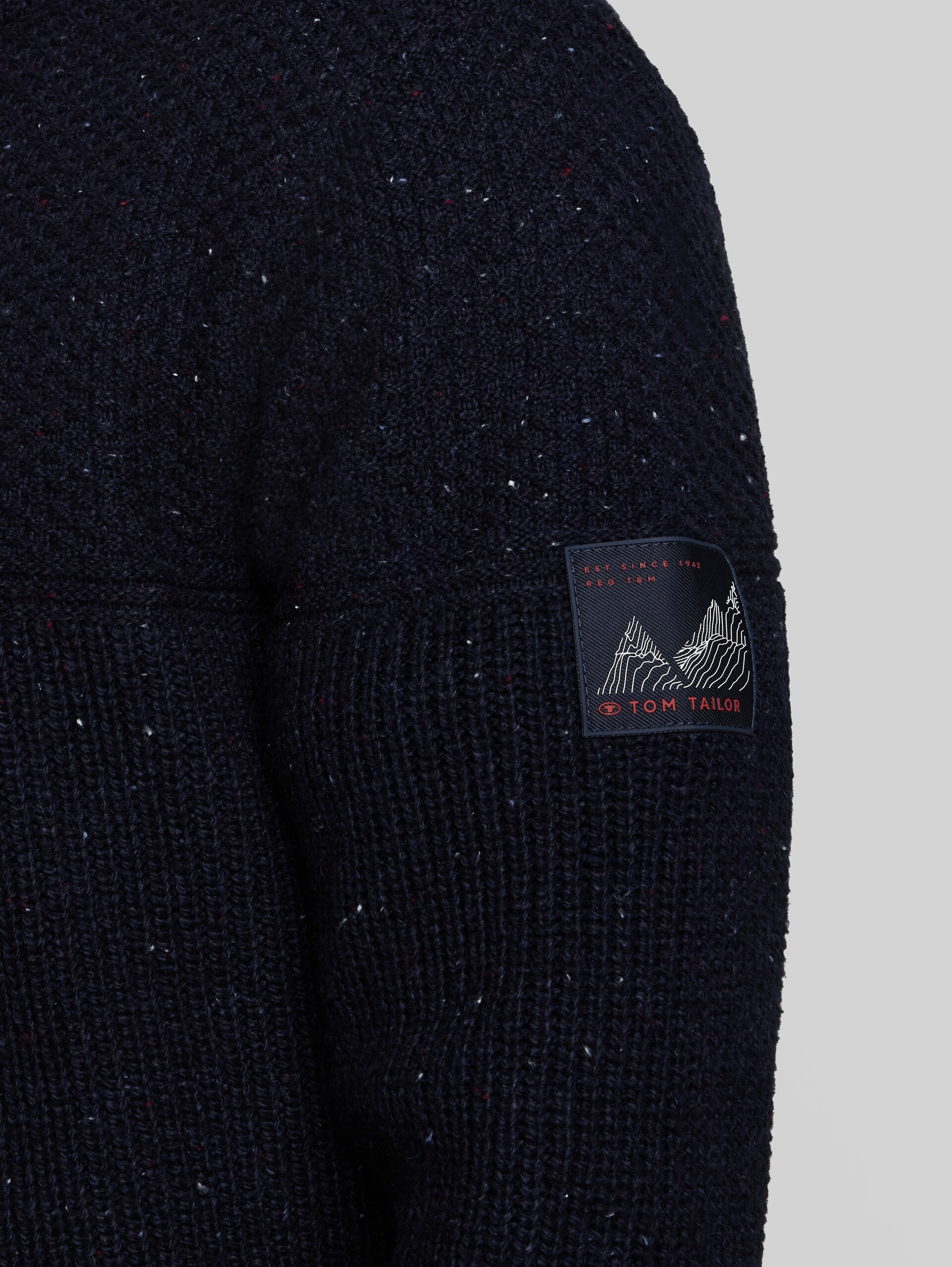 Snood Strickpullover mit Struktur-Mix - navy melange multi neps - Detail-Model-Ansicht