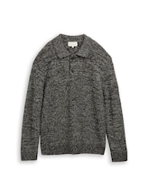 Ausgewählt, Strick-Poloshirt in Melange-Optik von Tom Tailor, weiß