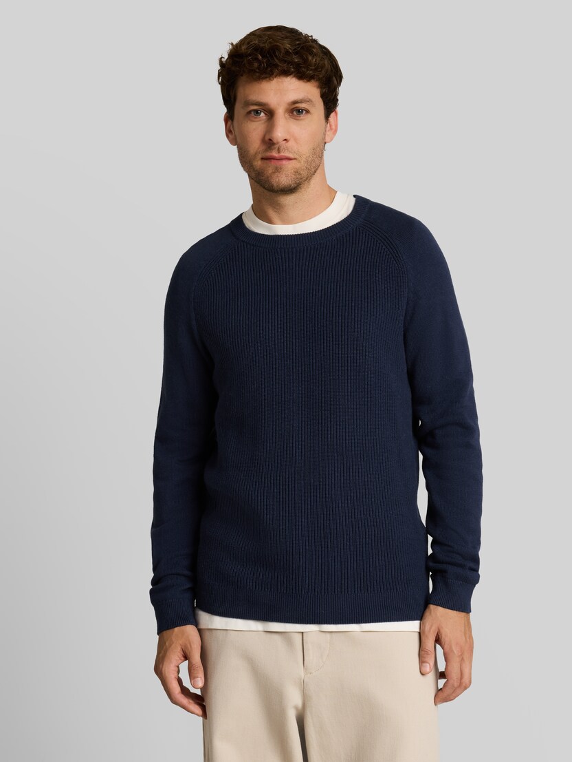 Gebreide trui met alpaca-aandeel door Men, Indigo Ink Blue Melange