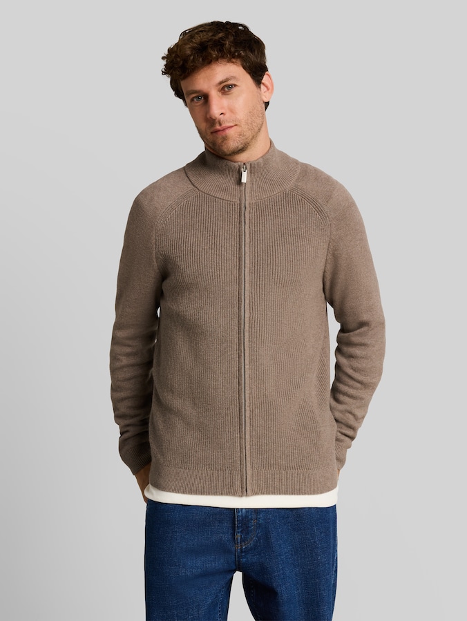 Cardigan avec une part d'alpaga par Men, Driftwood Taupe Melangé