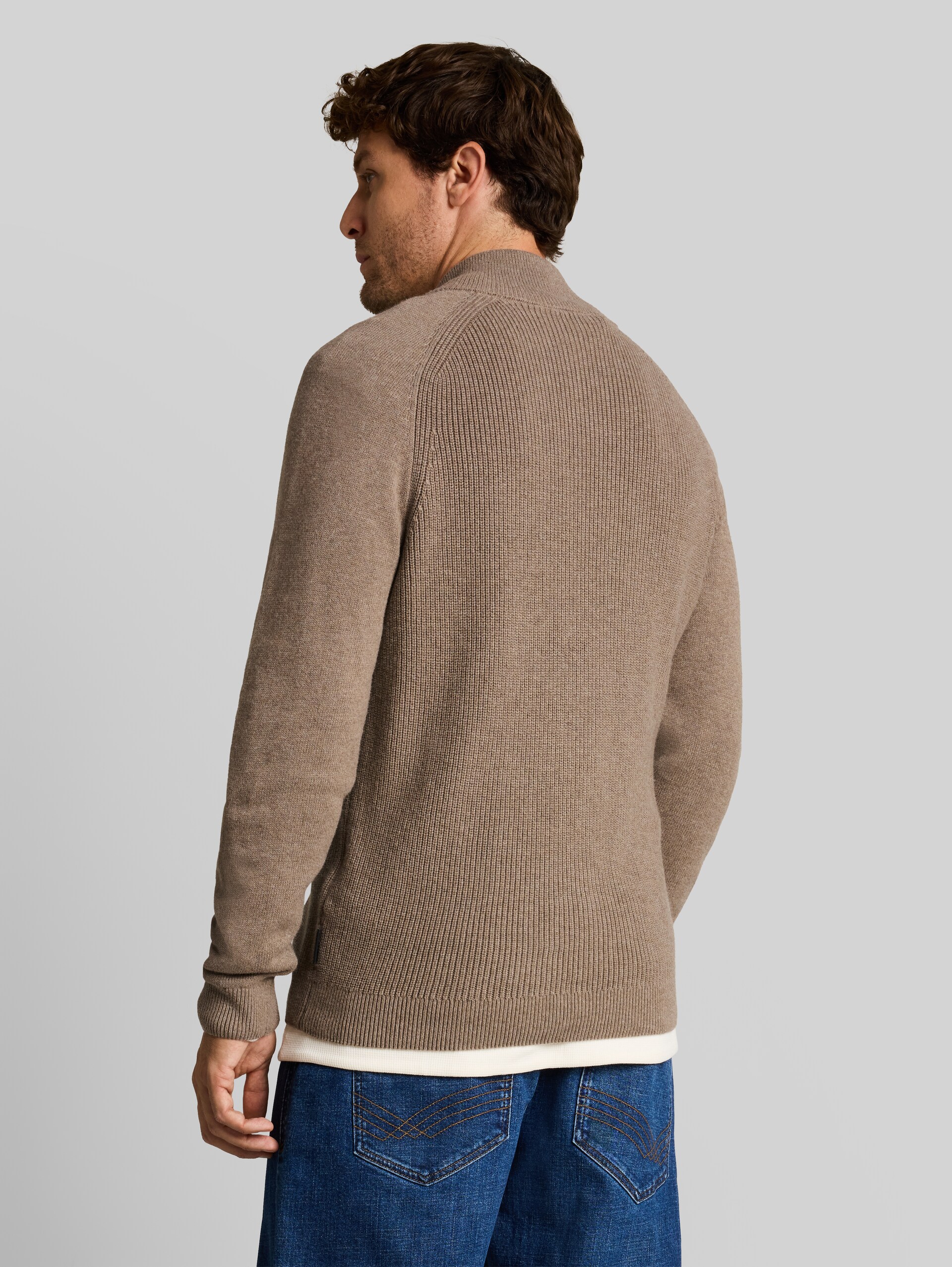 Strickjacke mit Alpaka-Anteil - Driftwood Taupe Melangé