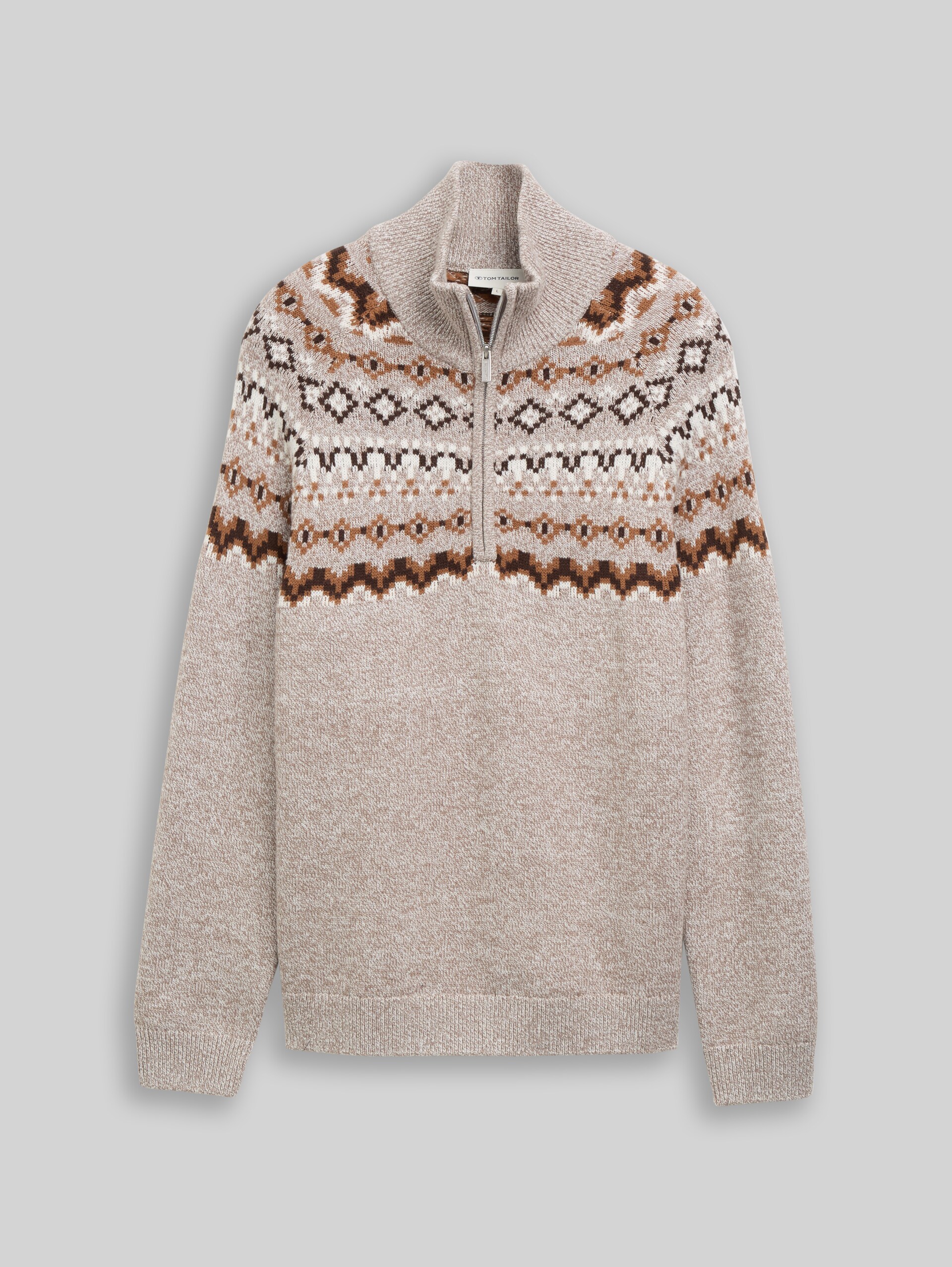 Norweger Strickpullover mit Wollanteil - Driftwood Taupe