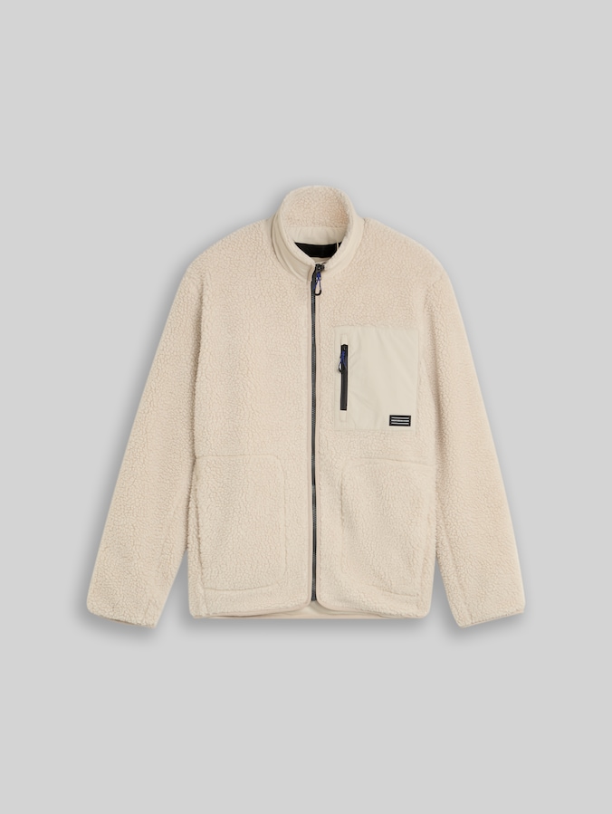 Relaxed Fit Teddy Jacke von Denim Male, Dusty Beige