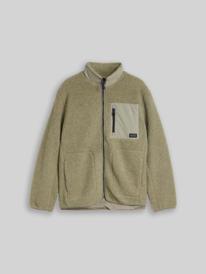 Veste « Teddy » coupe décontractée par Denim Male, dark sage green