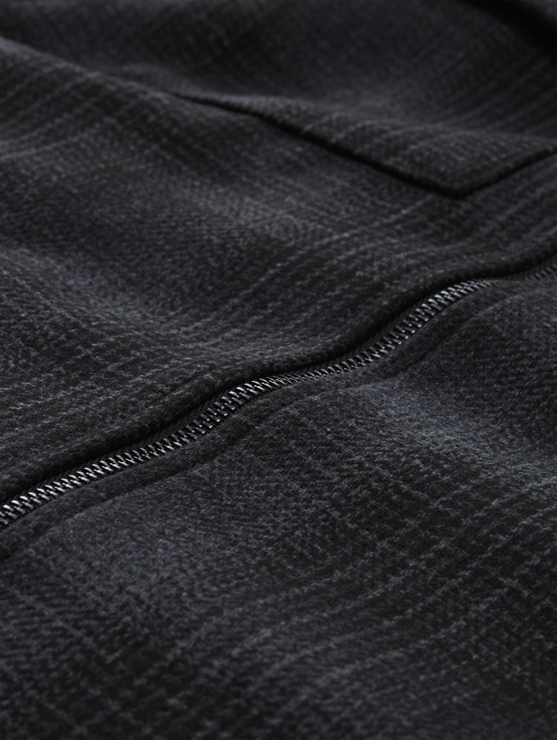 Overshirt met geruite print en relaxte pasvorm - black grey wool check - Detailaanzicht product