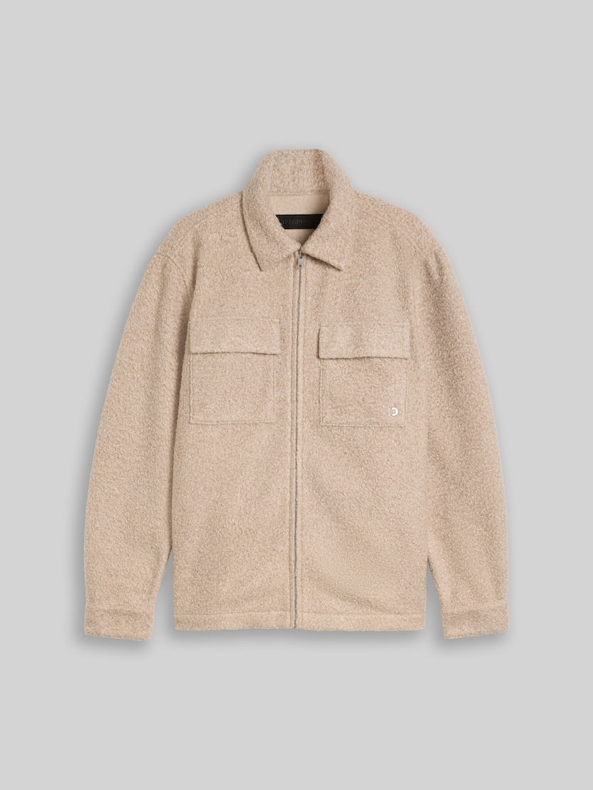 Bouclé overshirt with zip by Denim Male, dusty beige melange