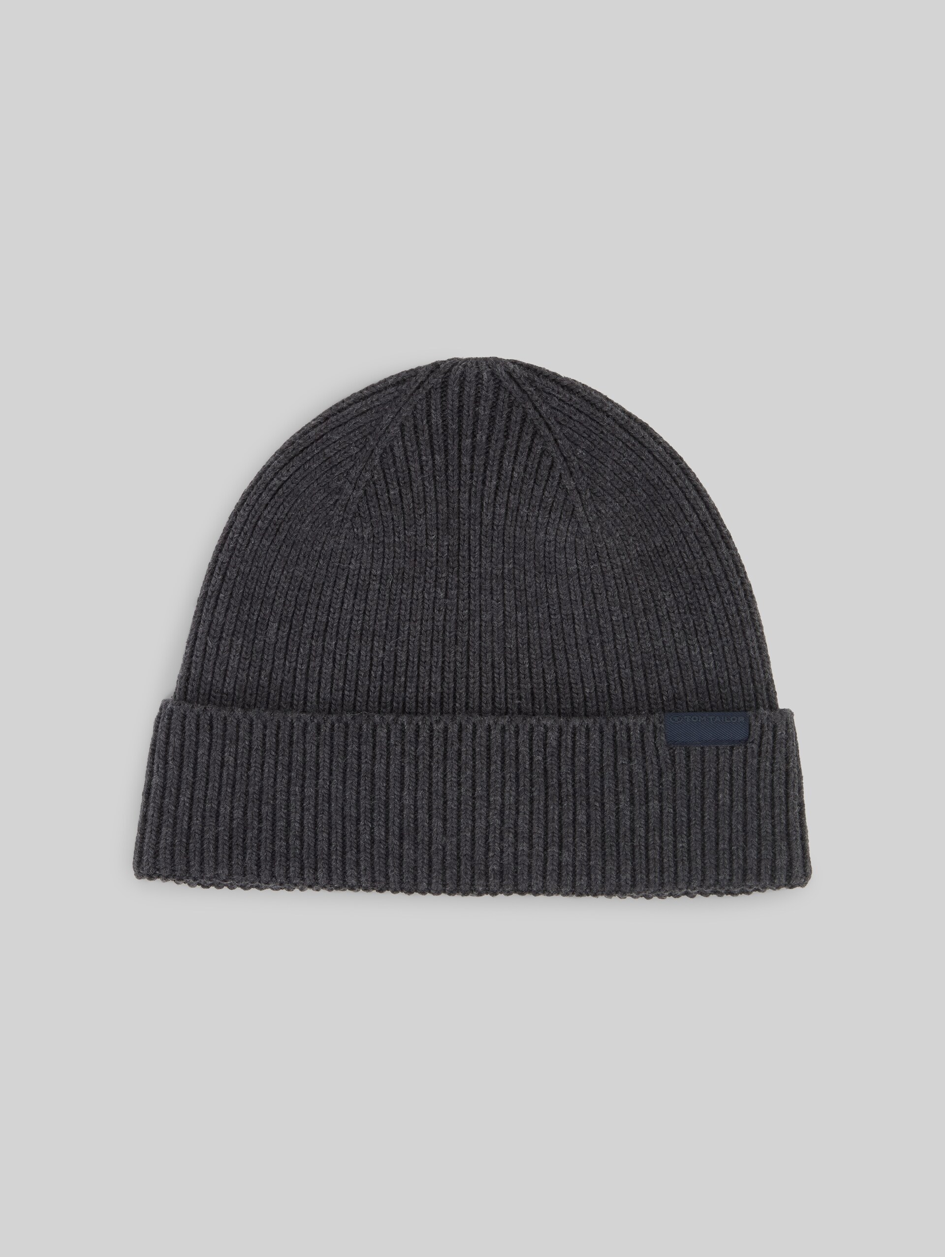 Beanie Mütze mit Wollanteil - Black Grey Melange - Vorder-Produkt-Ansicht