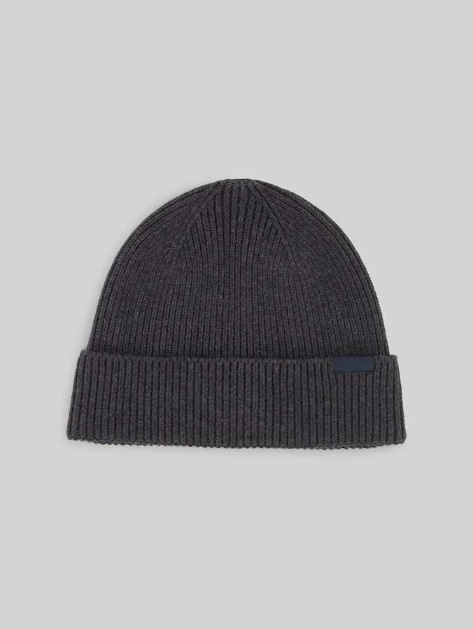 Beanie Mütze mit Wollanteil von Men, Black Grey Melange